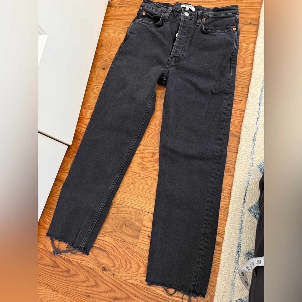 Re/Done Black Denim Raw Hem Jeans size 28